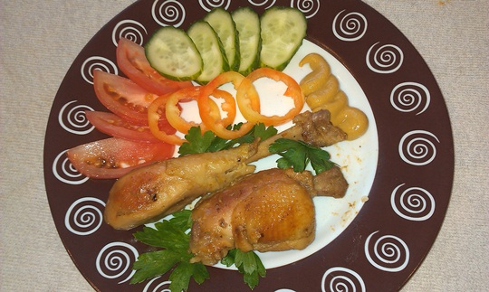 Жареная курица с горчицей в мультиварке