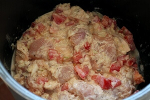 Тушеная курица с сыром в мультиварке